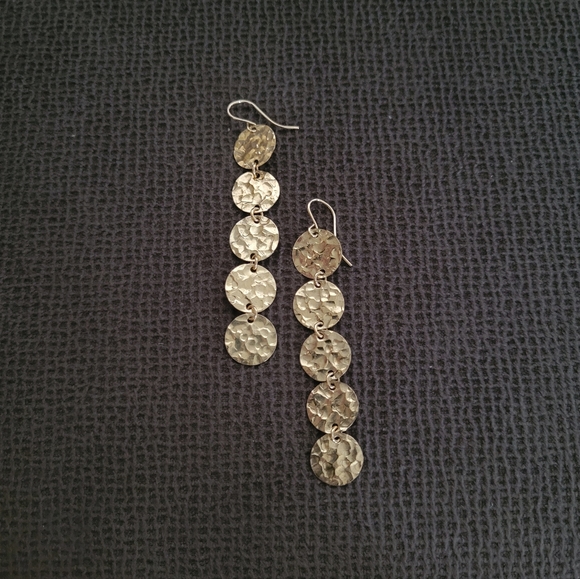 Gold💛 Filled Hammered🔨 Quintuplet5️⃣ Disc📀 Earrings - NWOT - Picture 9 of 10